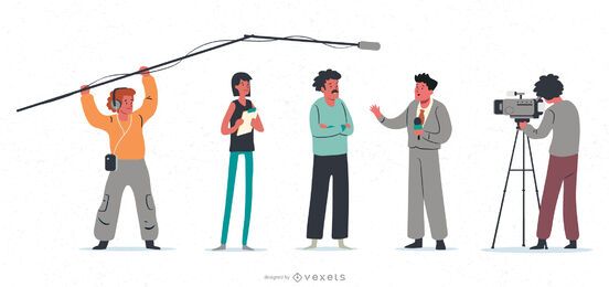 Reportage character illustration set Reportage character illustration set