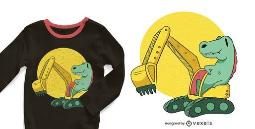 Design de camiseta de dinossauro de escavadeira