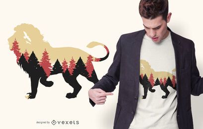 Design de t-shirt da floresta de leão Design de t-shirt da floresta de leão