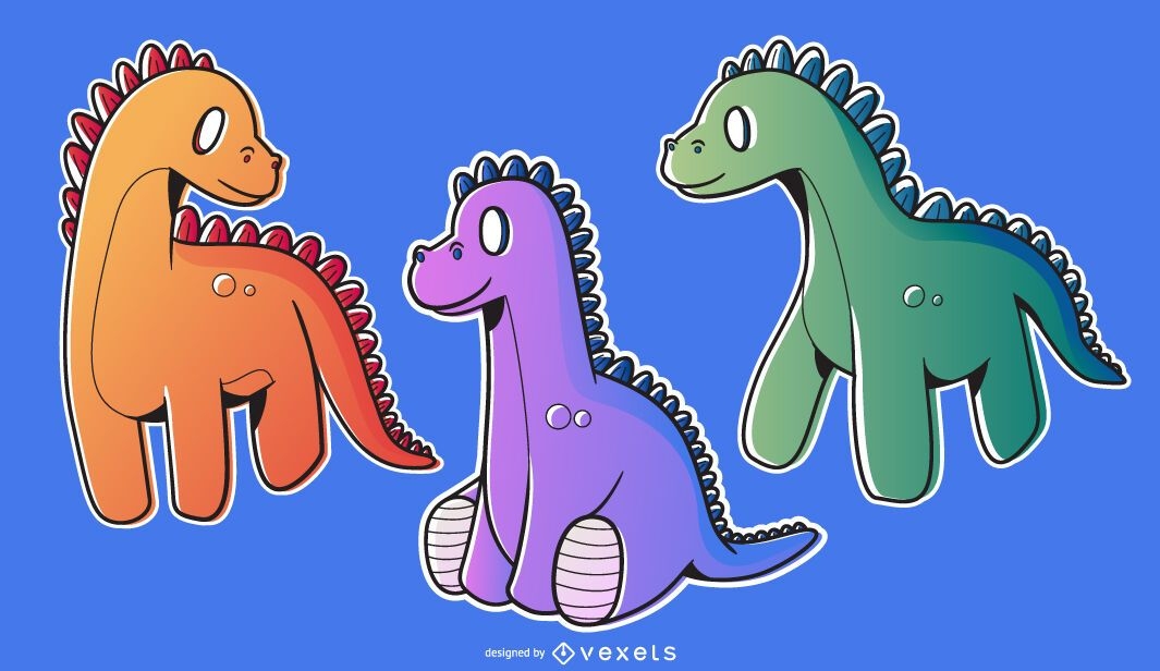 Colorful Dinosaur Illustration Pack