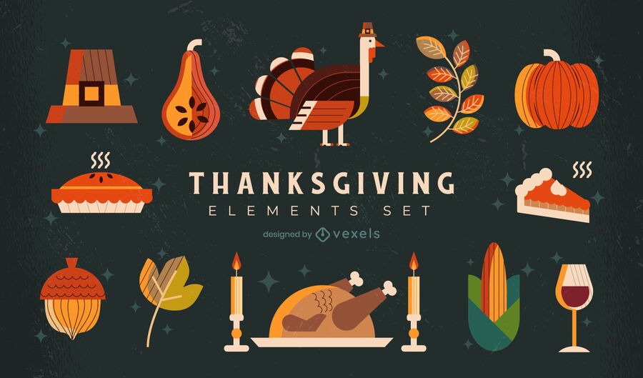 Thanksgiving elements illustration set Thanksgiving elements illustration set
