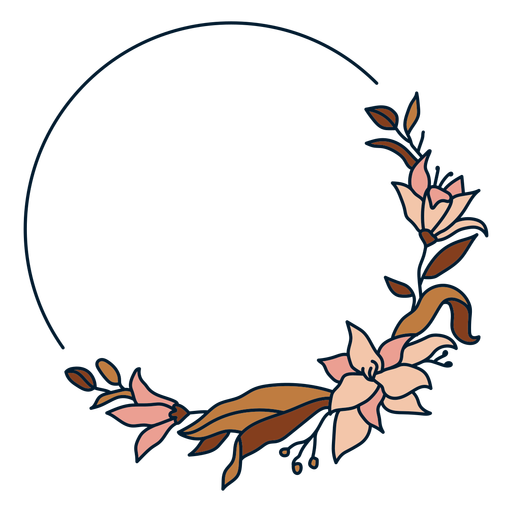 Circle floral frame PNG Design