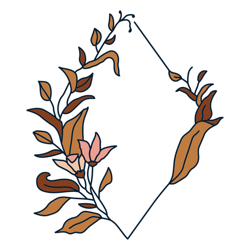 Marco de marco floral de diamante Diseño PNG