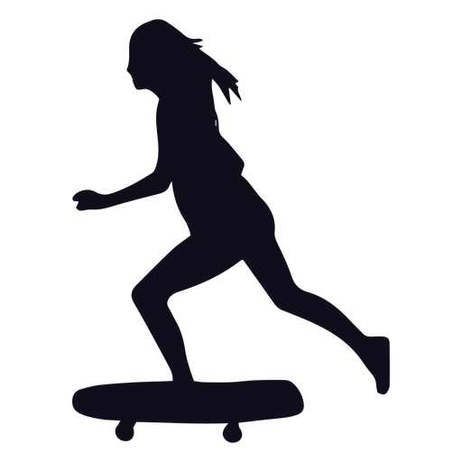 Female skater silhouette skater PNG Design