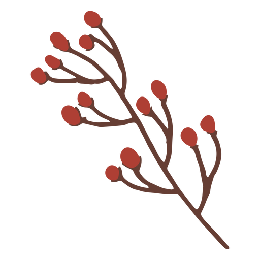 Flower buds branch flat PNG Design