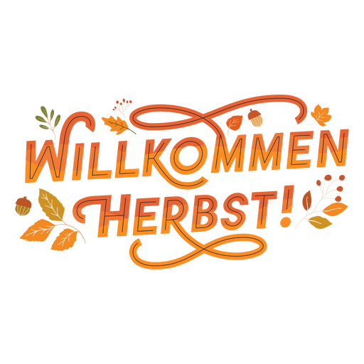 Letras alemãs são bem-vindas ao outono Desenho PNG