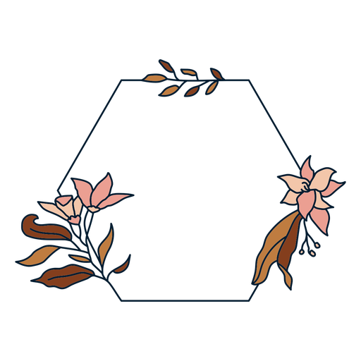 Hexagon floral frame frame - Transparent PNG & SVG vector file