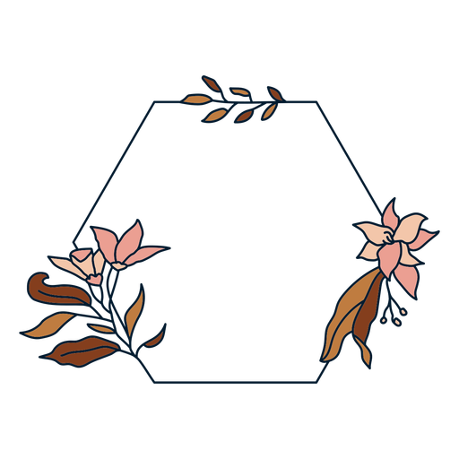 Hexagon floral frame frame PNG Design