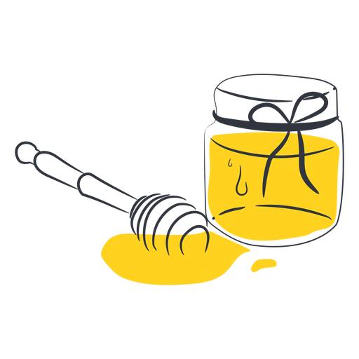 Pote de mel desenhado à mão mel Desenho PNG