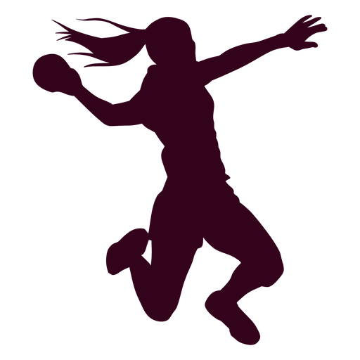 Jumping girl balonmano jugador personas silueta