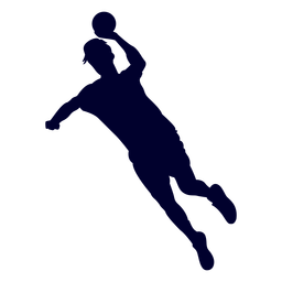 Silhueta de jogador masculino de handebol pulando Desenho PNG