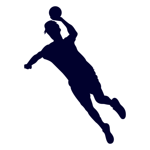 Silhueta de jogador masculino de handebol pulando Desenho PNG