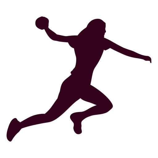 Jumping woman handball silhouette