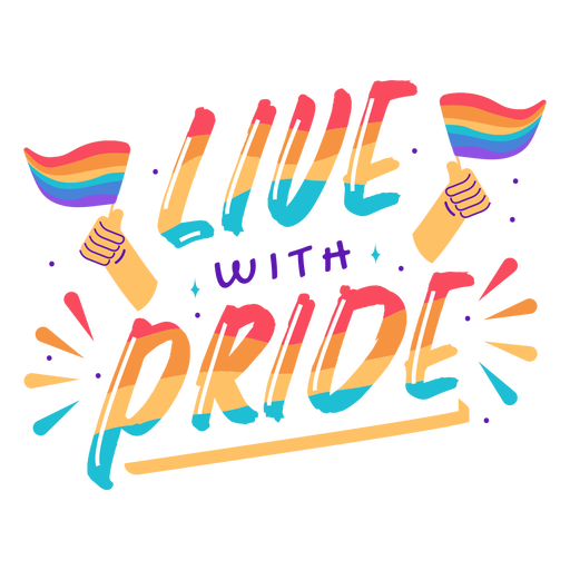 Live with pride lettering PNG Design