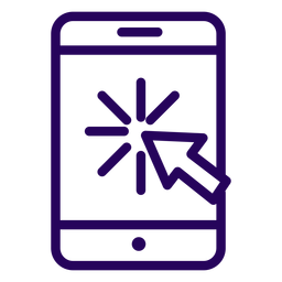 Icono de trazo de teléfono móvil de clic en línea Diseño PNG Transparent PNG