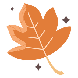 Orange maple leaf flat PNG Design