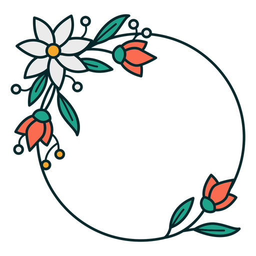 Marco floral de círculo de adorno Diseño PNG