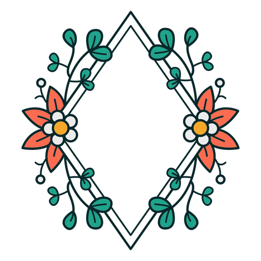 Blumenrahmen des Ornamentdiamanten PNG-Design