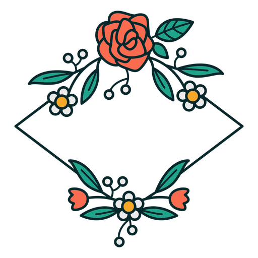 Adorno floral marco de diamantes Diseño PNG