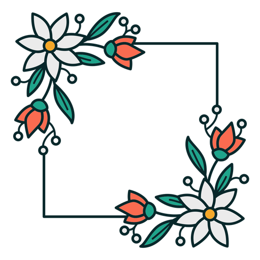 Quadratischer Rahmen des Ornamentblumens PNG-Design