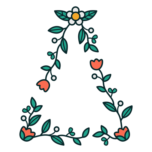 Marco de triángulo floral ornamento Diseño PNG