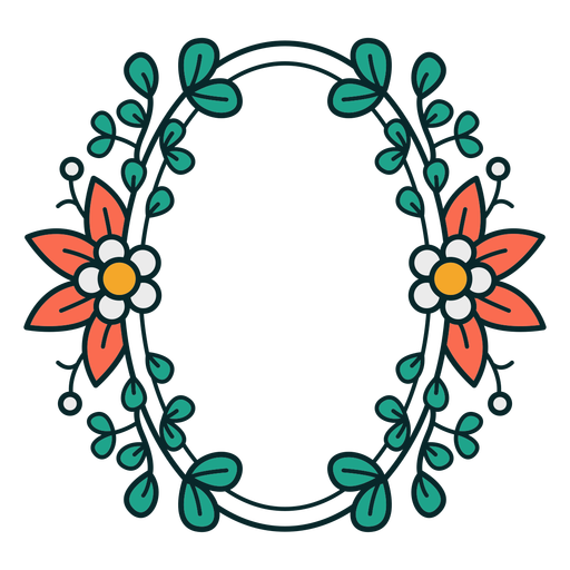 Ovaler Blumenrahmen der Verzierung PNG-Design