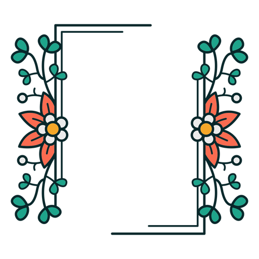 Marco floral de adorno rectangular Diseño PNG