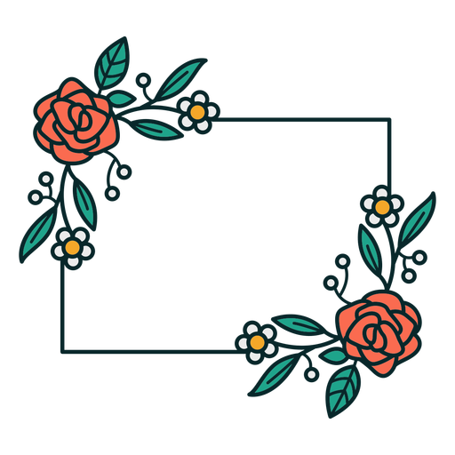 Quadro floral retangular de ornamento Desenho PNG