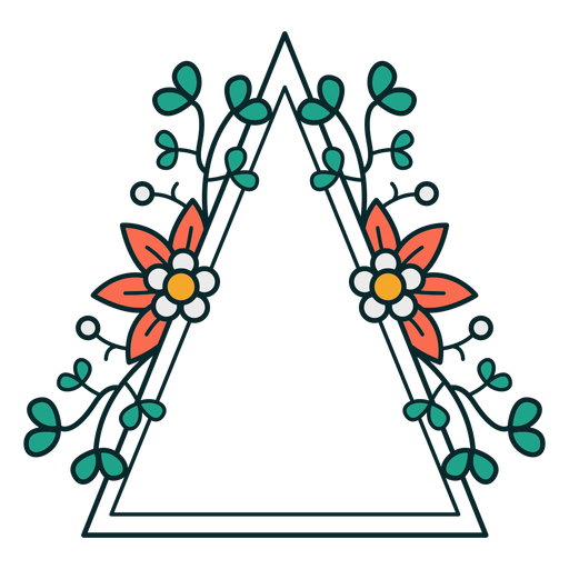 Ornamento marco floral triángulo Diseño PNG