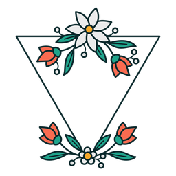 Dreieckiger Blumenrahmen der Verzierung PNG-Design