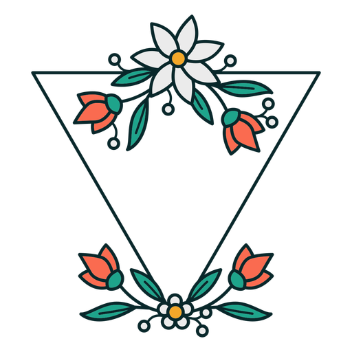 Quadro floral triangular de ornamento Desenho PNG
