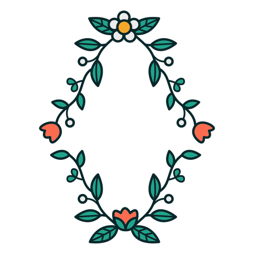 Ornamental floral diamond frame PNG Design