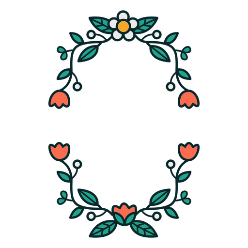 Ornamental rectangular floral frame PNG Design