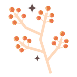 Shiny flower buds branch flat PNG Design