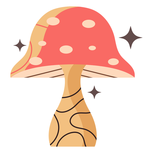 Shiny mushroom flat PNG Design