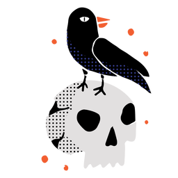 Brilhante crânio corvo plano Desenho PNG
