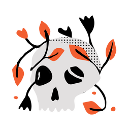 Cráneo brillante deja plano Diseño PNG