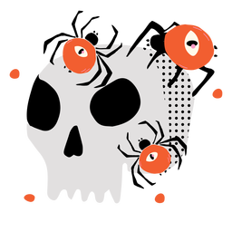 Arañas calavera brillantes planas Diseño PNG