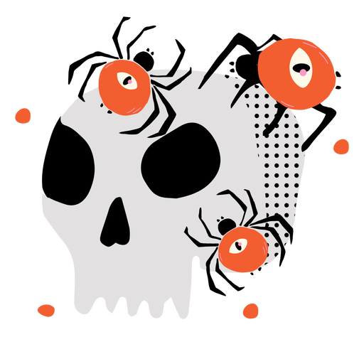 Shiny skull spiders flat PNG Design