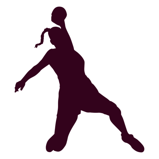 Silhouette girl handball player PNG Design