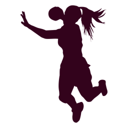 Silhouette jumping female handball player Transparent PNG