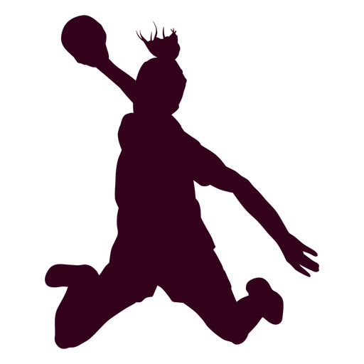 Silhouette jumping girl handball player - Transparent PNG & SVG vector file