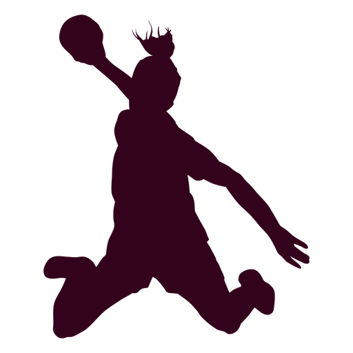 Silhouette jumping girl handball player