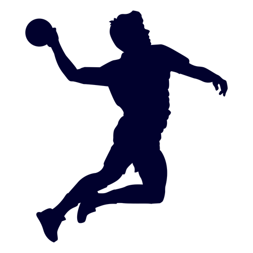 Silueta saltando jugador de balonmano masculino