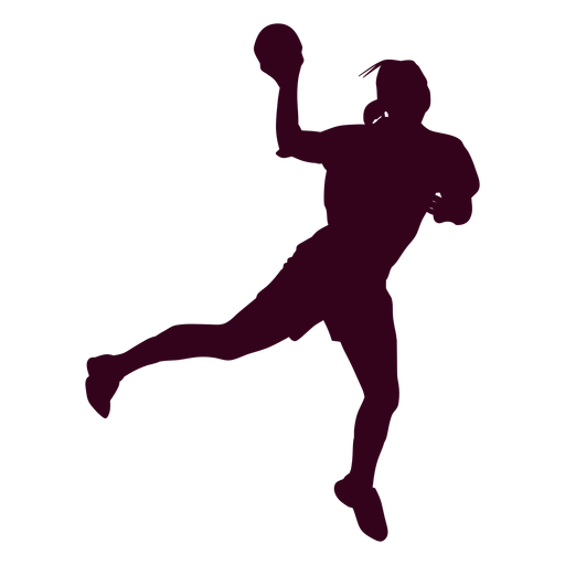 Silhouette jumping woman handball player PNG Design