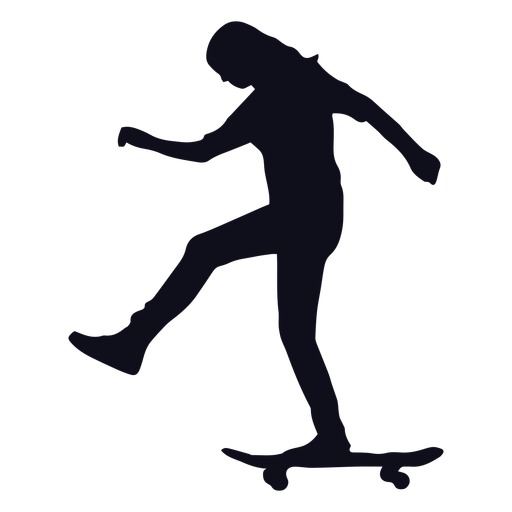 Silhouette woman skater PNG Design
