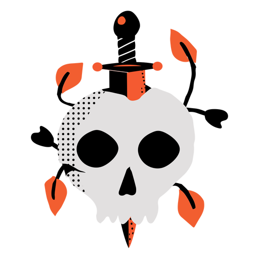 Skull dagger flat PNG Design