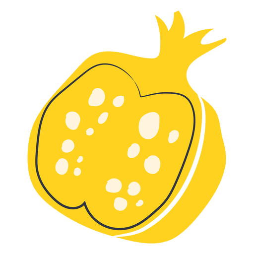 Sliced yellow pomegranate hand drawn