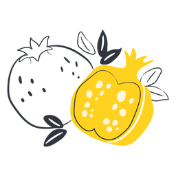 Yellow sliced pomegranate hand drawn PNG Design Transparent PNG