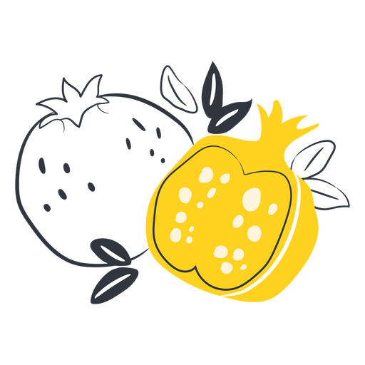 Gelb geschnittene Granatapfelhand gezeichnet PNG-Design